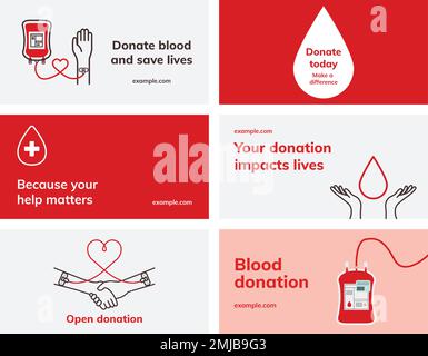 Blood Donation Kampagne Vorlage Vektor Blog Banner in minimalem Stil gesetzt Stock Vektor
