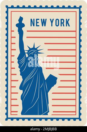 New Yorker Poststempel. Retro-rechteckiges Versandetikett Stock Vektor