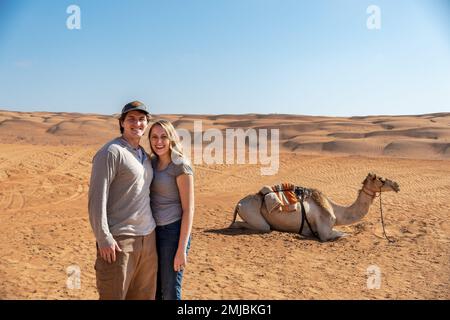 Kamele in oman Stockfoto