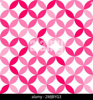 Rosa auf weißem geometrischem Muster. Überlappende Kreise und Ovale abstrakte Retro-Textur. Nahtloses Muster. Stock Vektor