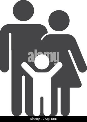 Schwarze Ikone für Eltern und Kinder. Symbol für eine gemeinsame Familie Stock Vektor