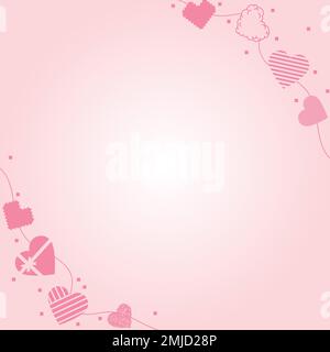 Niedliches Herz Rand Rahmen Vektor, rosa Hintergrund-Design Stock Vektor