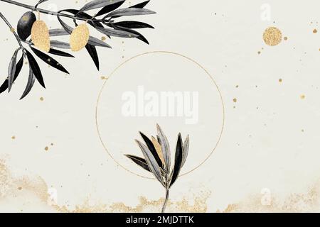 Runder Goldrahmen mit Olivenzweigen Vektor Stock Vektor