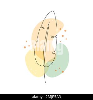 Linienkunst Bananenpalmenblatt. Abbildung mit minimalem Bananenblatt mit durchgehenden Linien. Tropisch-moderne Pflanze - abstrakter Designhintergrund. Vektordarstellung. Stock Vektor