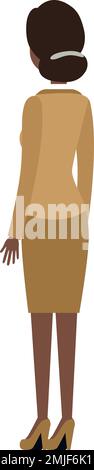 Schwarze Frau in formeller Kleidung, Rückansicht. Büroangestellte oder Lehrerin Stock Vektor