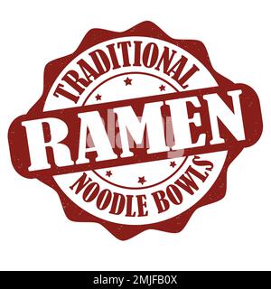 Ramen-Etikett oder Stempel auf weißem Hintergrund, Vektordarstellung Stock Vektor