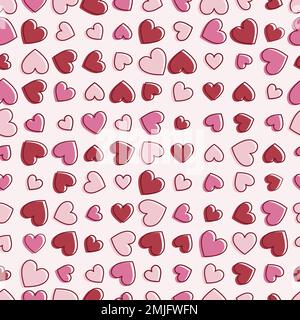 Offset Hearts nahtloses Vektormuster. Ideal für Textilien, Sammelalben, Geschenkpapier, Verpackungen Stock Vektor