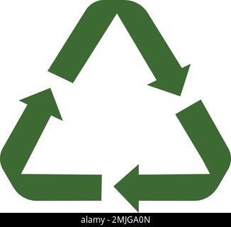 Recycling-Symbol. Grünes ECO-Zeichen mit drei Pfeilen isoliert auf weißem Hintergrund Stock Vektor