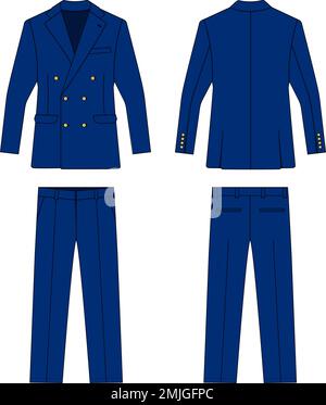 2-teilige Anzüge ( zweireihig ) Vektorvorlage Illustration | Blau Stock Vektor
