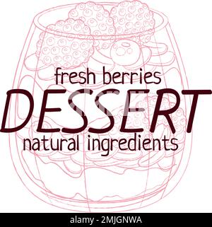 Parfait-Dessert mit Beeren-Ikone. Handgezeichnete Cartoon-Vektoren auf weißem Hintergrund Stock Vektor