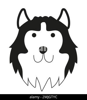 Husky Hundeschlittchen im Skizzenstil. Das Hündchen hat ein Vektorsymbol im Doodle-Stil. Schild mit den schönen Haustieren Stock Vektor