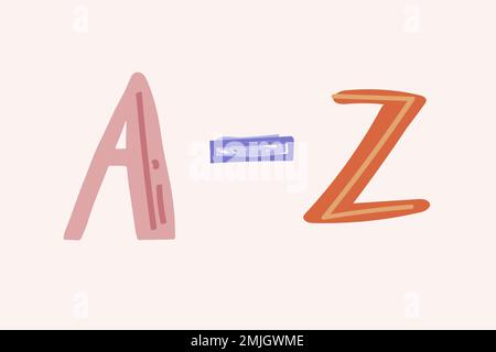 A-Z Alphabet Typografie Doodle Schriftart handgezeichneter Vektor Stock Vektor