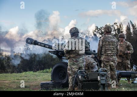 Bravo Battery, 3-7 Field Artillery leitet Tabelle VI Stockfoto