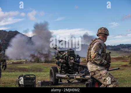 Bravo Battery, 3-7 Field Artillery leitet Tabelle VI Stockfoto