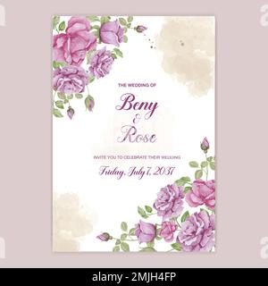 Cremefarbenes Rosa, grün, beerenfarbene Wacholderbanner im Vektordesign. Hochzeit, saisonale Blume. Aquarell mit Blumenmuster. Isoliert und bearbeitbar, Aquarellvektor krank Stock Vektor