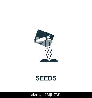 Symbol für Seeds. Einfarbiges einfaches Schild aus der Landwirtschaftskollektion. Seeds-Symbol für Logo, Vorlagen, Webdesign und Infografiken. Stock Vektor