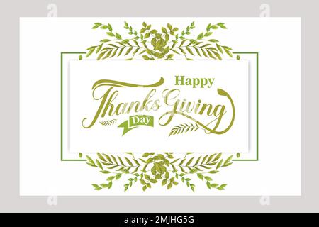 Einen schönen Thanksgiving-Tag mit Herbstblättern. Handgezeichnete Textbeschriftung. Vektordarstellung. Skript. Kalligrafisches Design für bedruckte Grußkarte und Hemd Stock Vektor