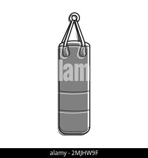 Große Stanztasche für Sport-Training mit grauem Symbol gefüllt mit grauem Symbol gefüllt. Boxertraining Im Fitnessstudio. Schwarzweiß-Vektor Stock Vektor