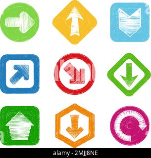 Satz von verschiedenen, von Hand gezeichneten Pfeilen, Vektor EPS10-Abbildung Stock Vektor