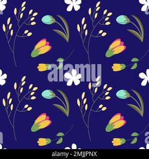 Nahtloses Blumenmuster. Frühlingsblumen im Hintergrund Stock Vektor