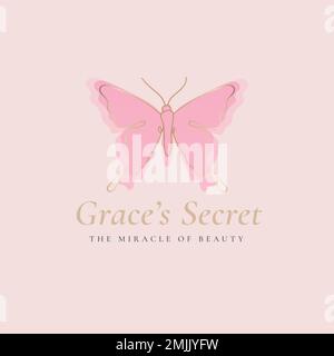 Grace&rsquo;s Secret Schmetterling Logo Vorlage, Salon Business, kreative Design-Vektor mit Slogan Stock Vektor