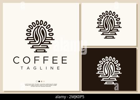 Minimalistisches Logo für Kaffeebohnen. Stock Vektor