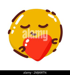 Lächelnde Emoji glücklich lächelnd Herz umarmen, Stock Vektor