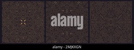 Vector-Set aus nahtlosen Art-Deco-Mustern, Rahmen, Adges, abstrakten geometrischen Designvorlagen für Luxusprodukte. Lineare Ornament-Kompositionen Stock Vektor