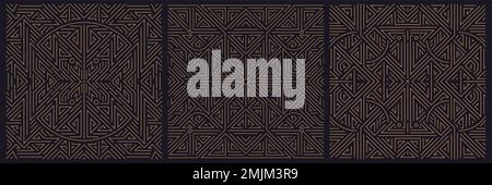 Vector-Set aus nahtlosen Art-Deco-Mustern, Rahmen, Adges, abstrakten geometrischen Designvorlagen für Luxusprodukte. Lineare Ornament-Kompositionen Stock Vektor