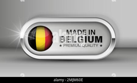 Made in Belgium Grafik und Label. Element der Wirkung für die Verwendung, die Sie daraus machen möchten. Stock Vektor