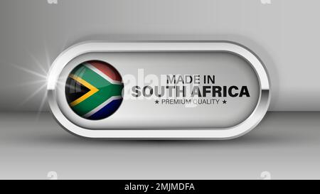 Hergestellt in Südafrika Grafik und Label. Element der Wirkung für die Verwendung, die Sie daraus machen möchten. Stock Vektor