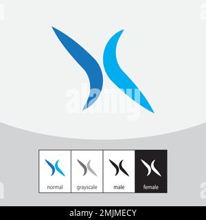 Logo mit dem Buchstaben „X“. Blaue Farbe. - Vektor. Vektordarstellung Stock Vektor