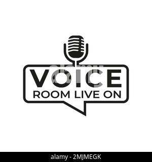 Podcast: Flachvektordarstellung im Voice-Raum, Symbol, Logo-Design auf weißem Hintergrund Stock Vektor