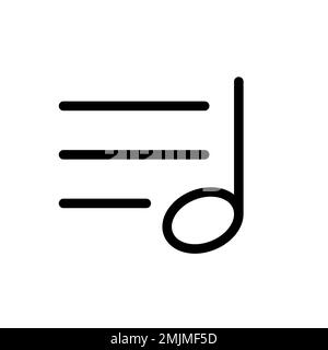 Zeile mit Musiksymbol wird isoliert auf weißem Hintergrund geschrieben. Schwarzer, flacher Klassiker mit modernem Umriss. Lineares Symbol und bearbeitbare Kontur. Einfach und pixelig Stock Vektor