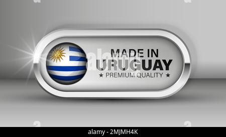 Hergestellt in Uruguay Grafik und Label. Element der Wirkung für die Verwendung, die Sie daraus machen möchten. Stock Vektor