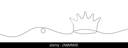 Krone in einer Linie auf weißem Hintergrund gezeichnet. Vektordarstellung Stock Vektor