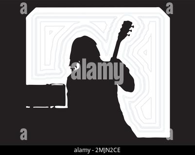 Elektrischer Gitarrenmusiker Silhouette Vector Stock Vektor