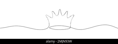 Krone in einer Linie auf weißem Hintergrund gezeichnet. Vektordarstellung Stock Vektor