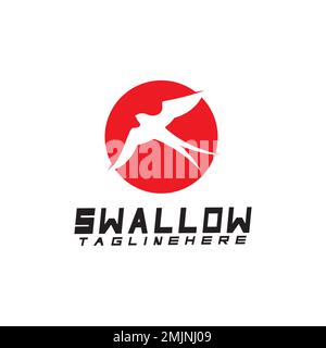 Swallow-Logo. Silhouette Swallow Flying Logo Vektor isolierter weißer Hintergrund Stock Vektor