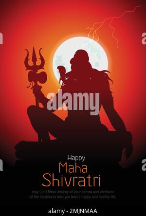 Happy maha Shivratri mit Trisulam, ein hinduistisches Fest gefeiert von lord shiva Nacht, englische Kalligraphie. vektor Illustration Design Stock Vektor