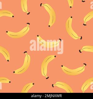 Banane nahtlose Muster Hintergrund, niedliche Lebensmittel Vektor Illustration Stock Vektor