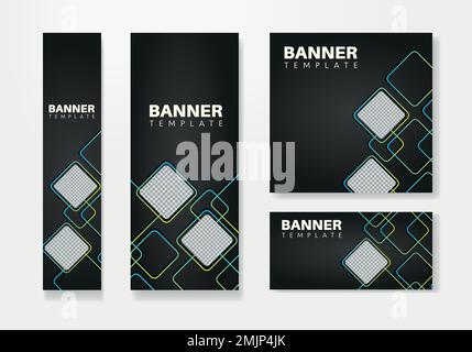 Abstraktes Bannerdesign Webvorlage Vektorsatz, Header Webbanner. Modernes Banner für Social Media-Design, Social Media-Cover-Werbebanner Stock Vektor