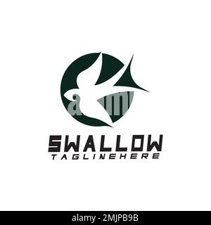 Swallow-Logo. Silhouette Swallow Flying Logo Vektor isolierter weißer Hintergrund Stock Vektor