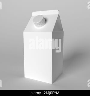 3D Modell der Verpackung mit Milch, Kefir, Joghurt, Saft rendern Stockfoto
