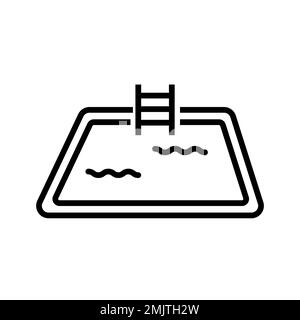 Linie des Pool-Symbols isoliert auf weißem Hintergrund. Schwarzer, flacher Klassiker mit modernem Umriss. Lineares Symbol und bearbeitbare Kontur. Einfach und pixelgenau Stock Vektor