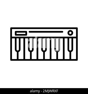 Elektronische Klaviersymbollinie isoliert auf weißem Hintergrund. Schwarzer, flacher Klassiker mit modernem Umriss. Lineares Symbol und bearbeitbare Kontur. Einfach und p Stock Vektor