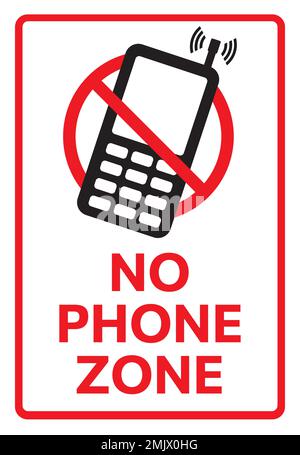 Symbol für Stopp-Warnschild für Telefon. Mit Text KEINE TELEFONZONE. Vektordarstellung Stock Vektor