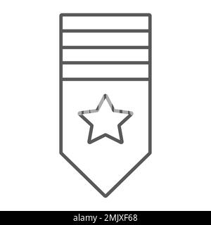 Rang ein dünnes Symbol auf der Schulter, Abzeichen und Armee, Epaulettenzeichen, Vektorgrafiken, ein lineares Muster auf weißem Hintergrund, Stufen 10. Stock Vektor