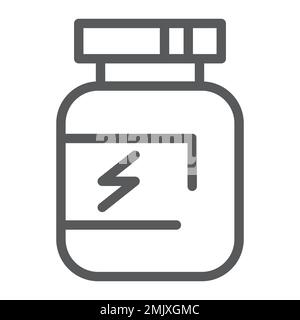 Ergänzungsliniensymbol, Protein und Container, Vitaminzeichen, Vektorgrafiken, ein lineares Muster auf weißem Hintergrund, eps 10. Stock Vektor
