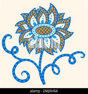 Abstrakte Blume in Blau und Orange. Vektordarstellung. Stock Vektor